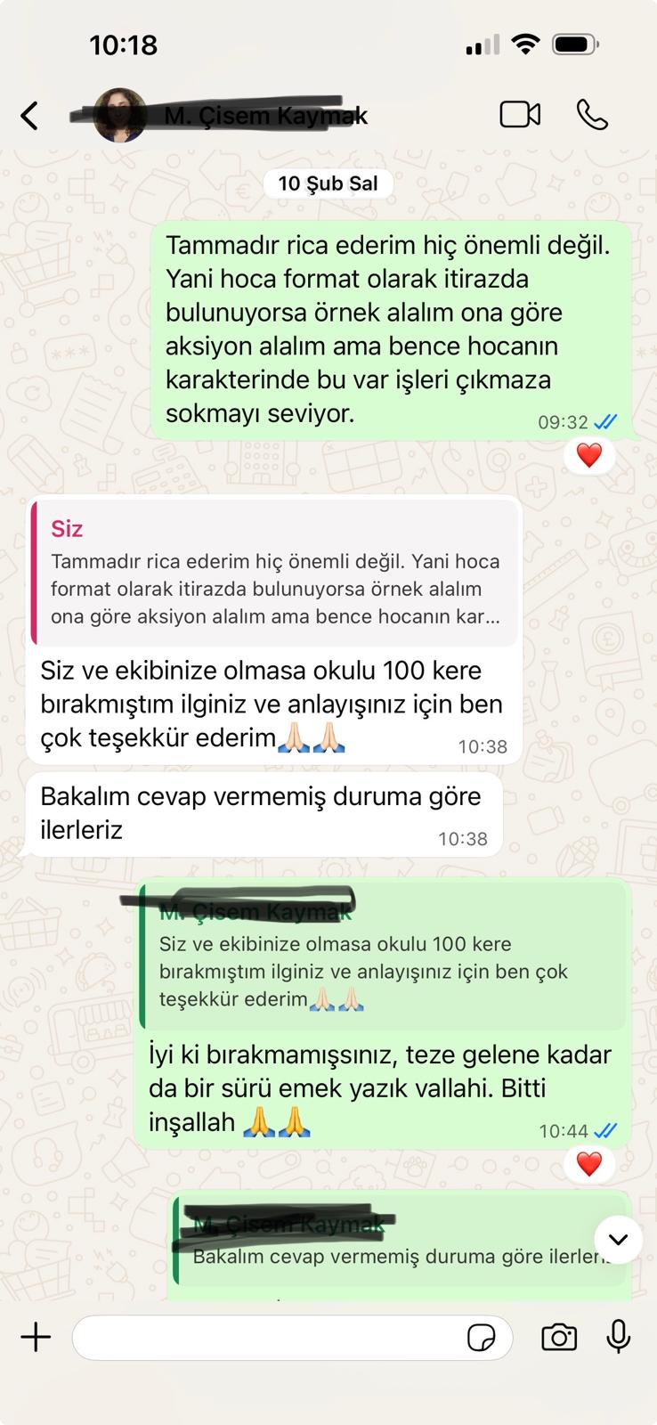 WhatsApp öğrenci geri bildirimi 1